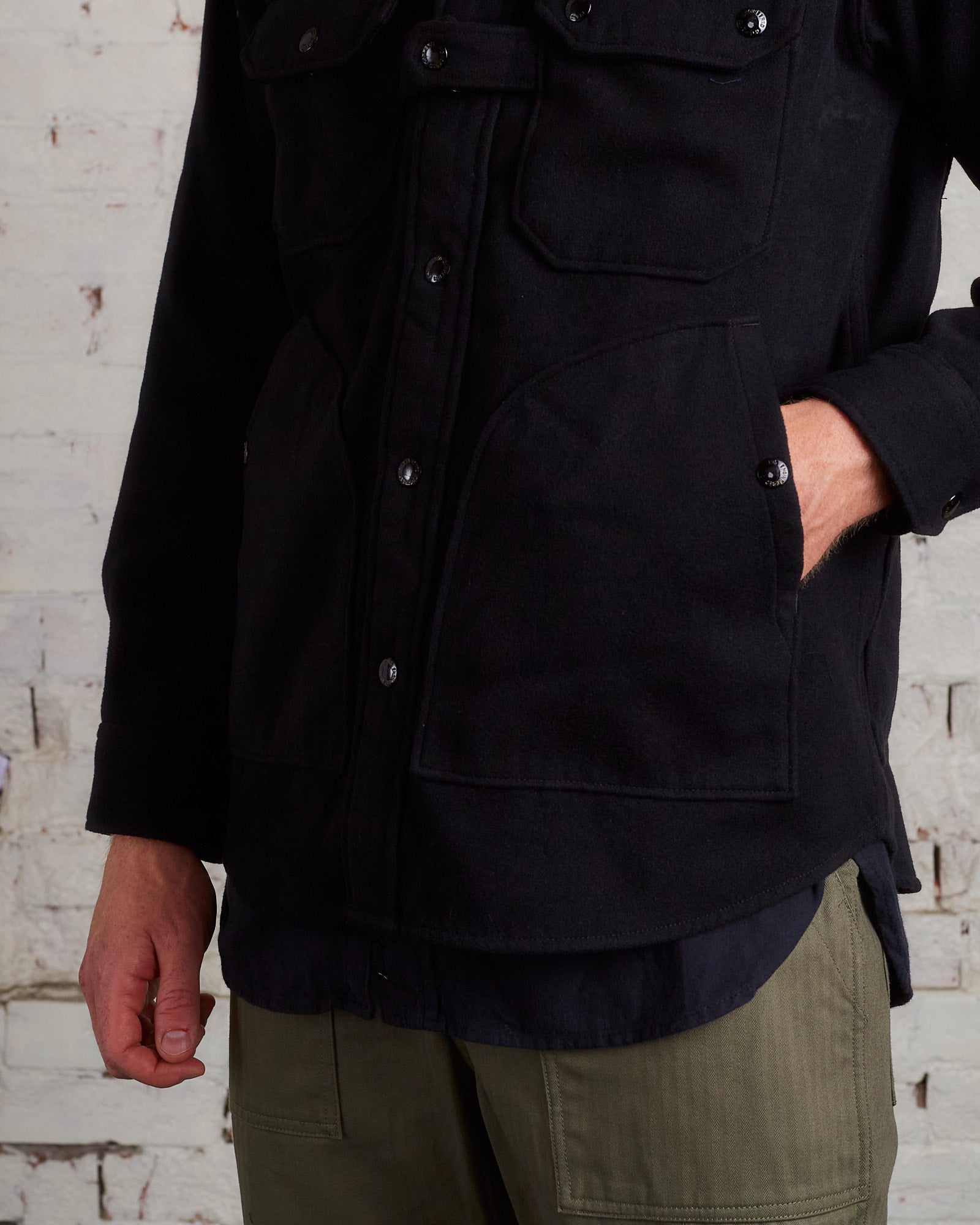 Engineered Garments Explorer Shirt Jacket Black Fake Melton