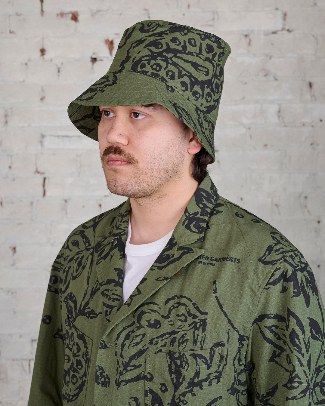 Engineered Garments Bucket Hat Olive Floral Ripstop