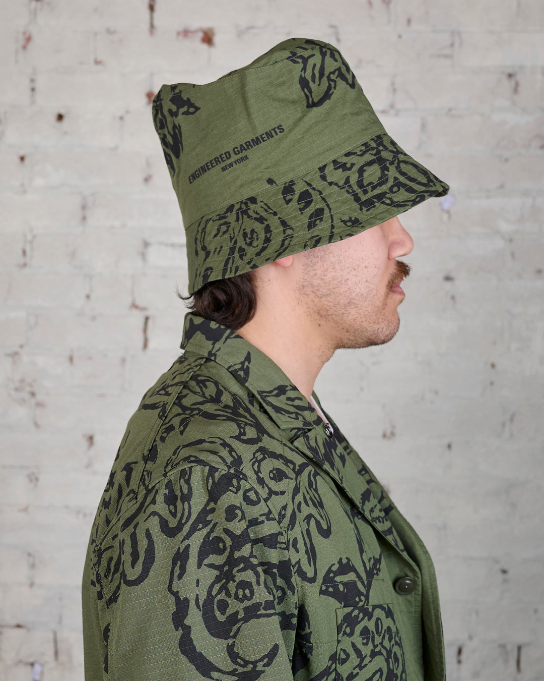 Engineered Garments Bucket Hat Olive Floral Ripstop