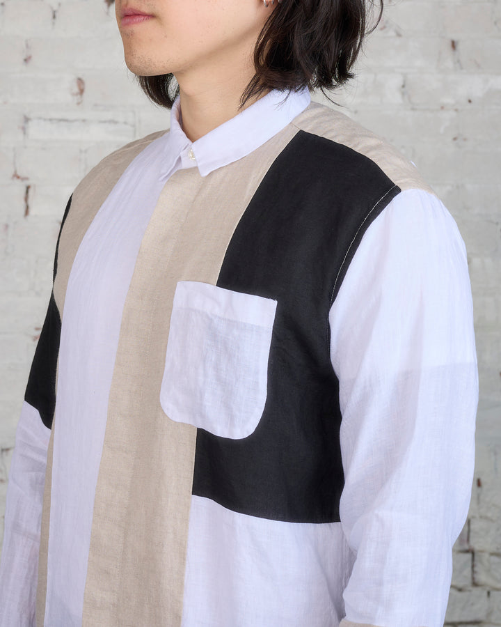 Engineered Garments Combo Short Collar Button Shirt White Handkerchief Linen