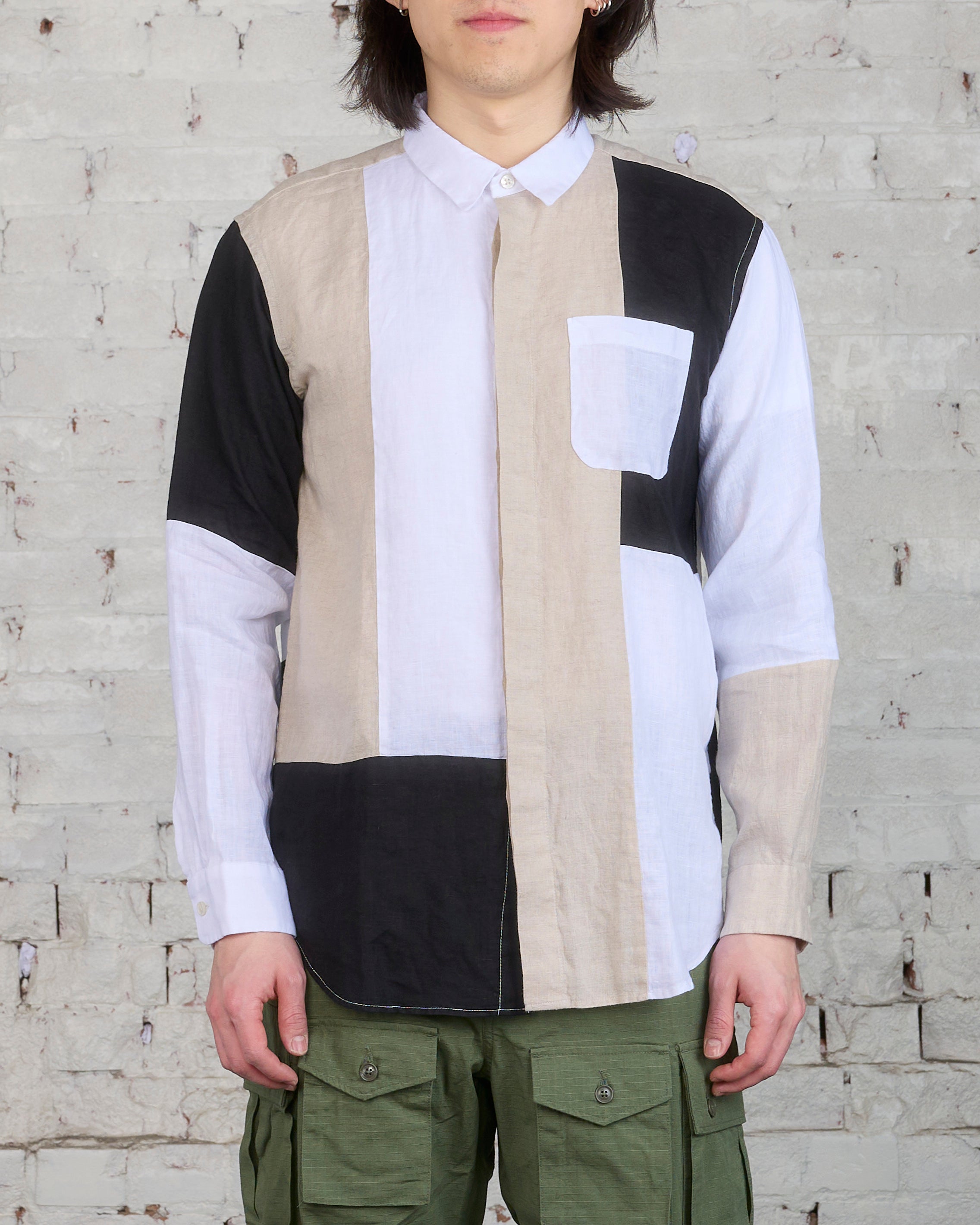 Engineered Garments Combo Short Collar Button Shirt White