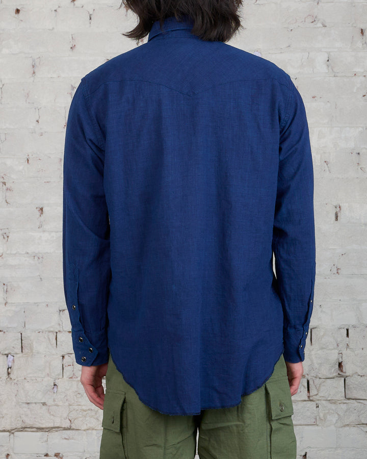 Engineered Garments Combo Western Snap Shirt Cotton Navy Voile