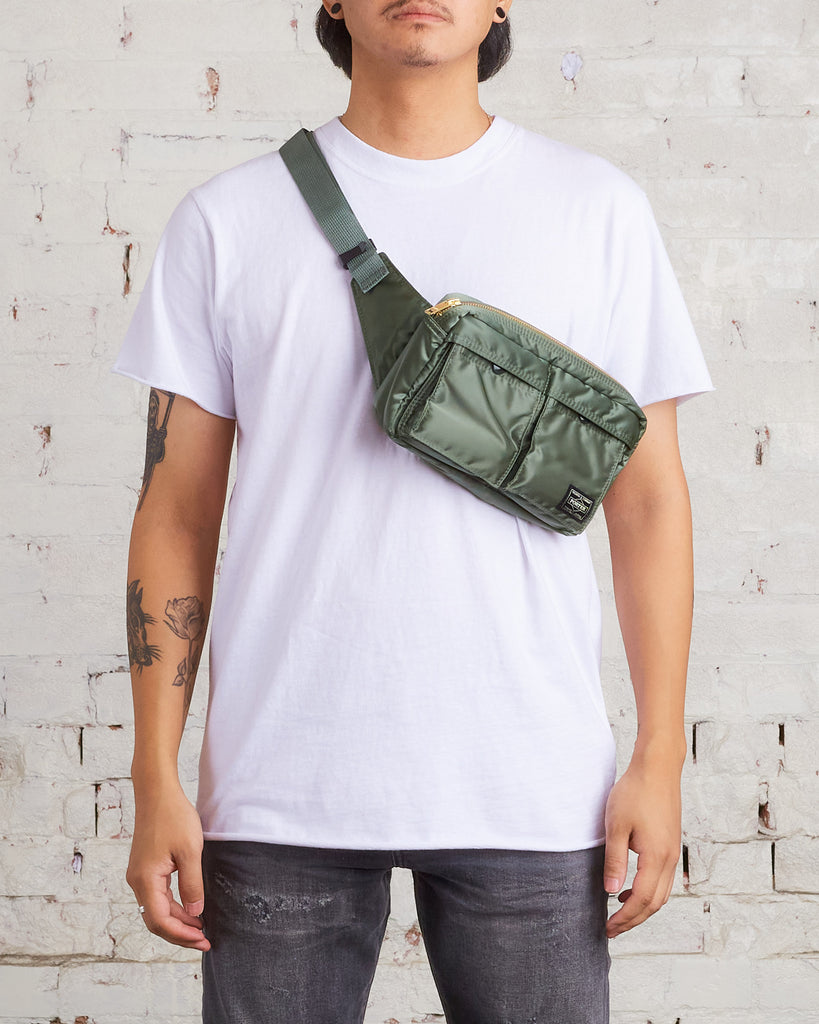 Porter-Yoshida and Co Tanker 2 Way Waist Bag Sage Green for Men