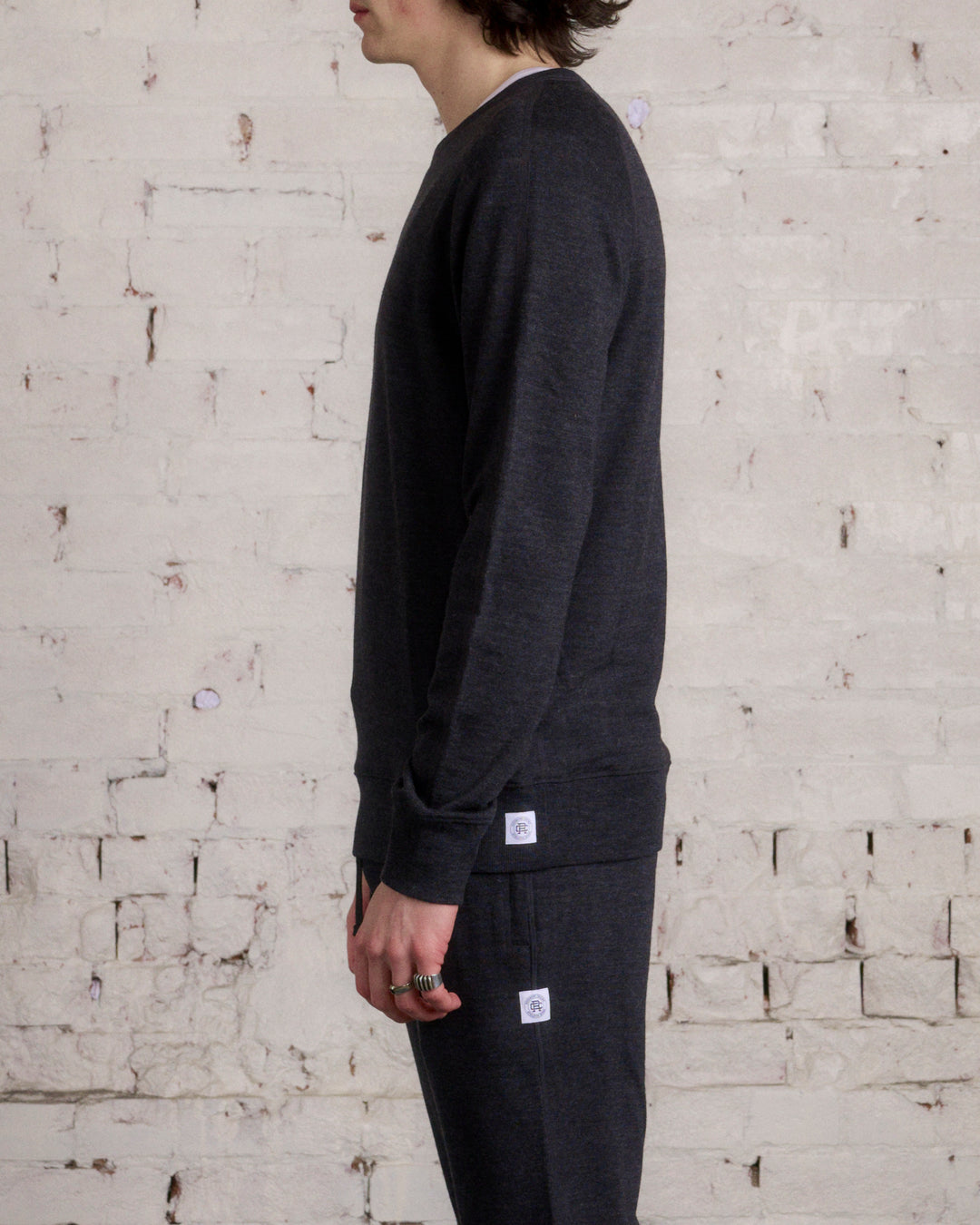 Reigning Champ Knit Merino Terry Crewneck Charcoal