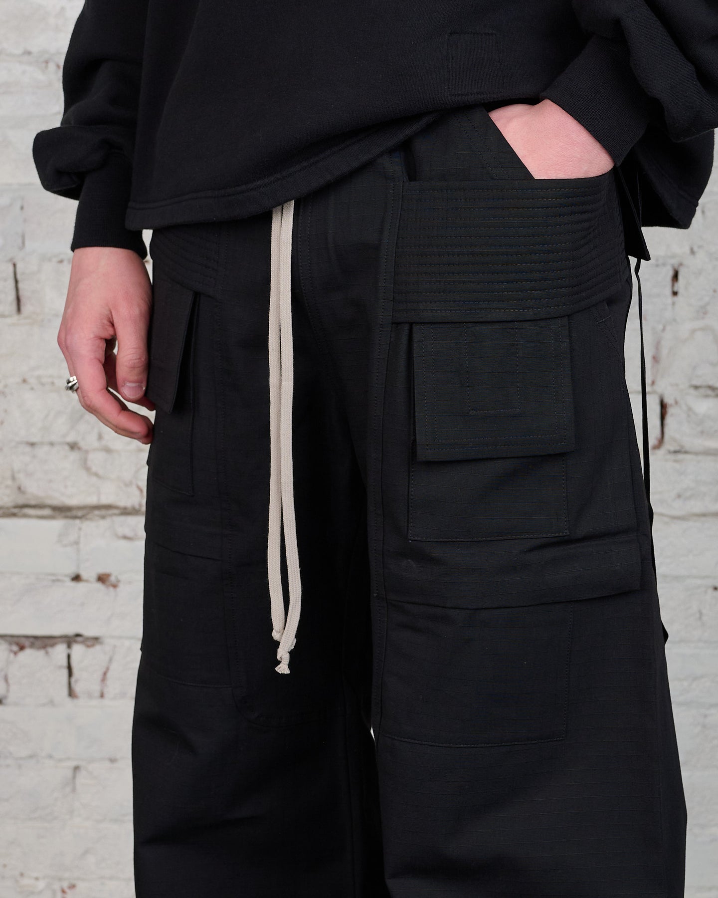 Rick Owens DRKSHDW Black Denim Wax Creatch Cargo Pods Shorts for Men  Lyst