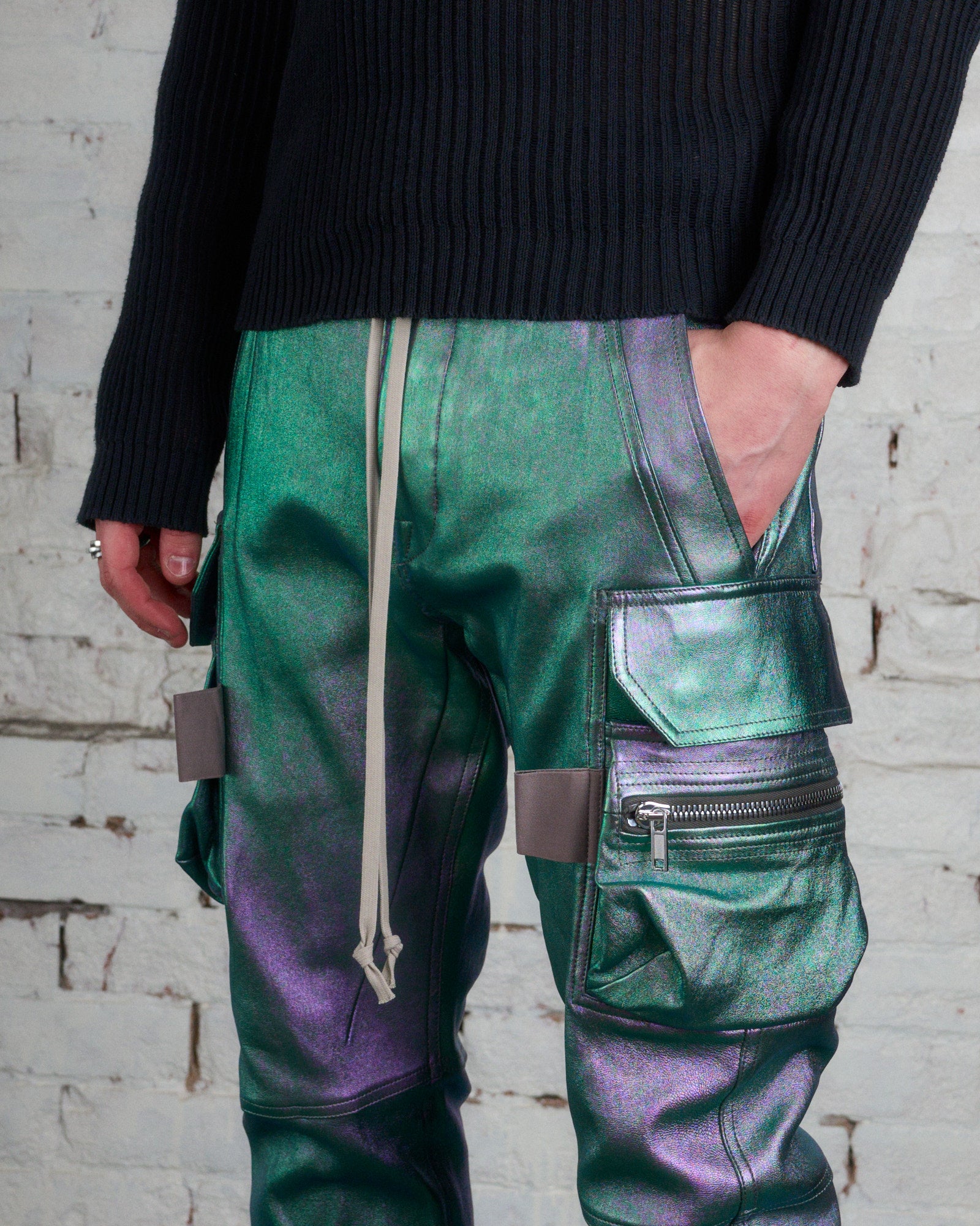 Rick Owens Mastodon Cargo Pant Iridescent Lamb Leather