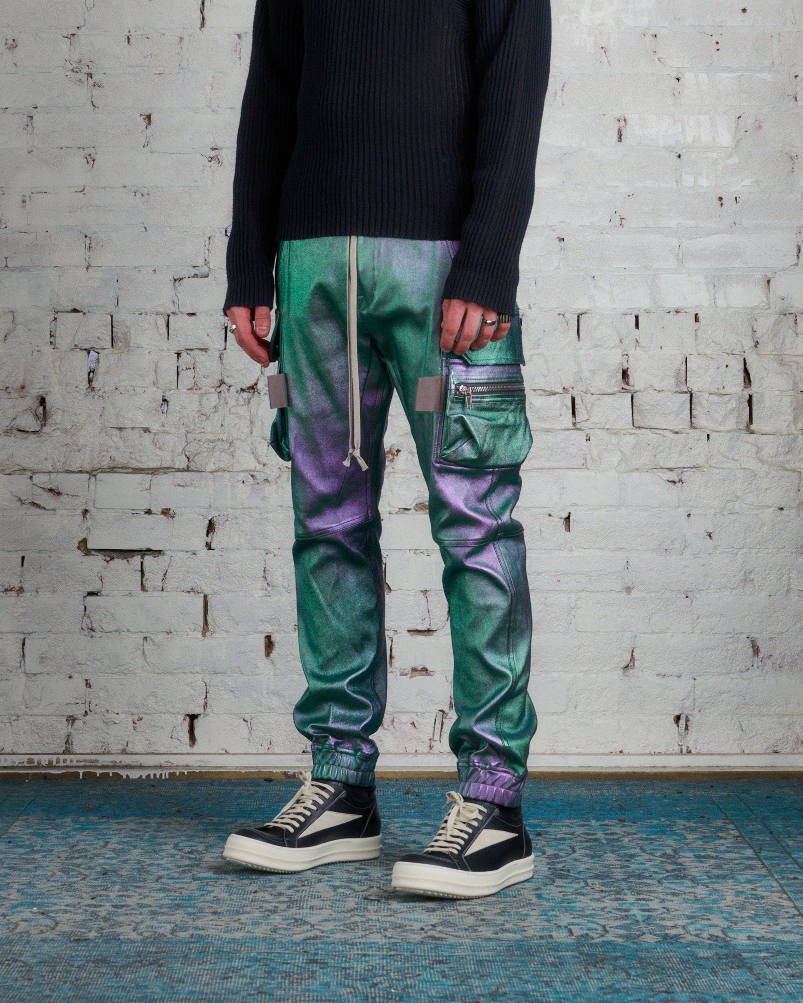 Rick Owens Mastodon Cargo Pant Iridescent Lamb Leather