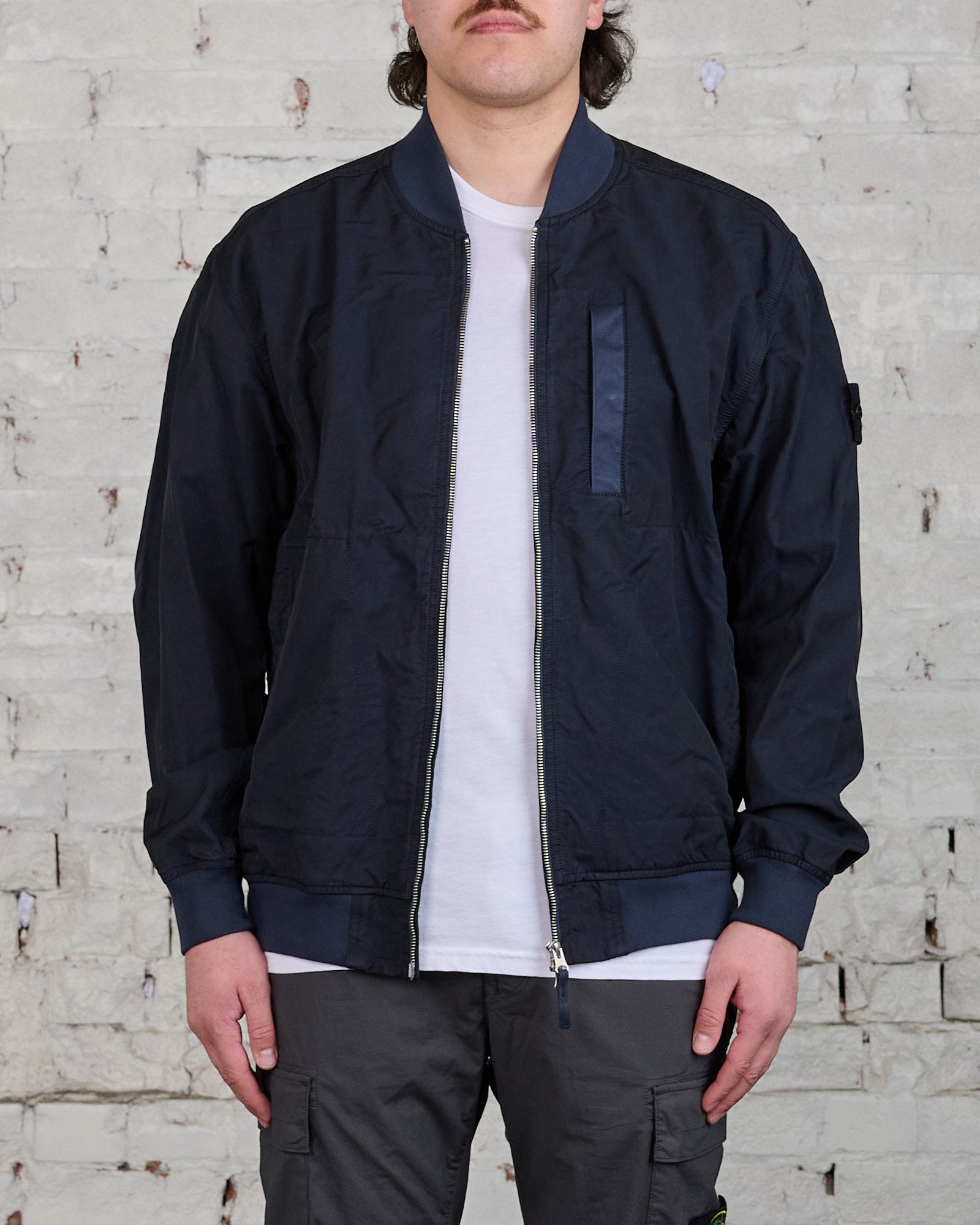 Stone Island Cupro Cotton Twill Bomber Jacket Navy Blue – LESS 17