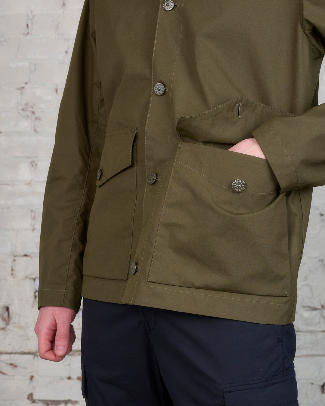 Stone Island Ghost Piece O-Ventile Jacket Military Green