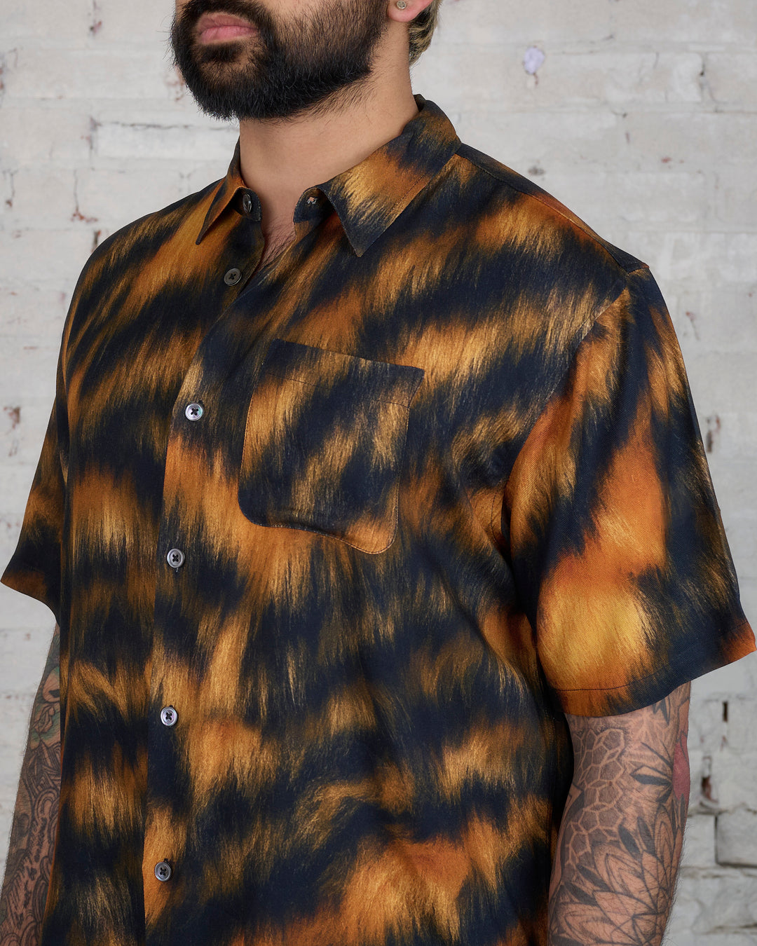 Stussy Fur Print Button Shirt Tiger