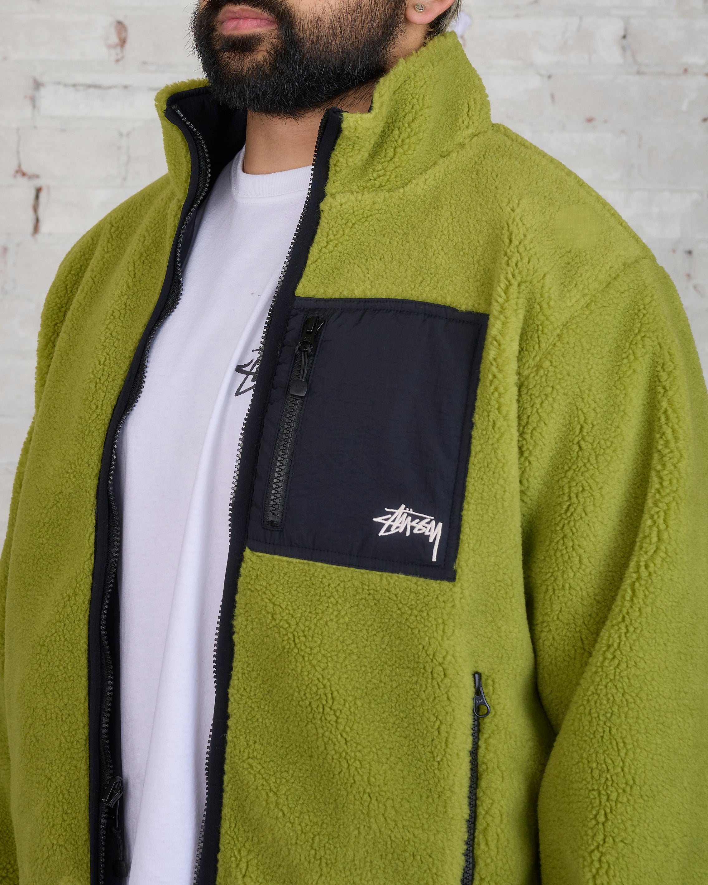 Stussy Sherpa Reversible Jacket Moss Green