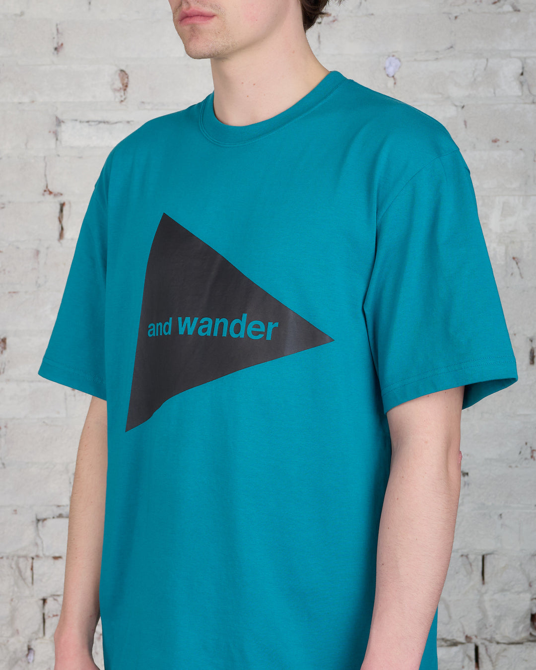 and wander Big Logo T-Shirt Blue