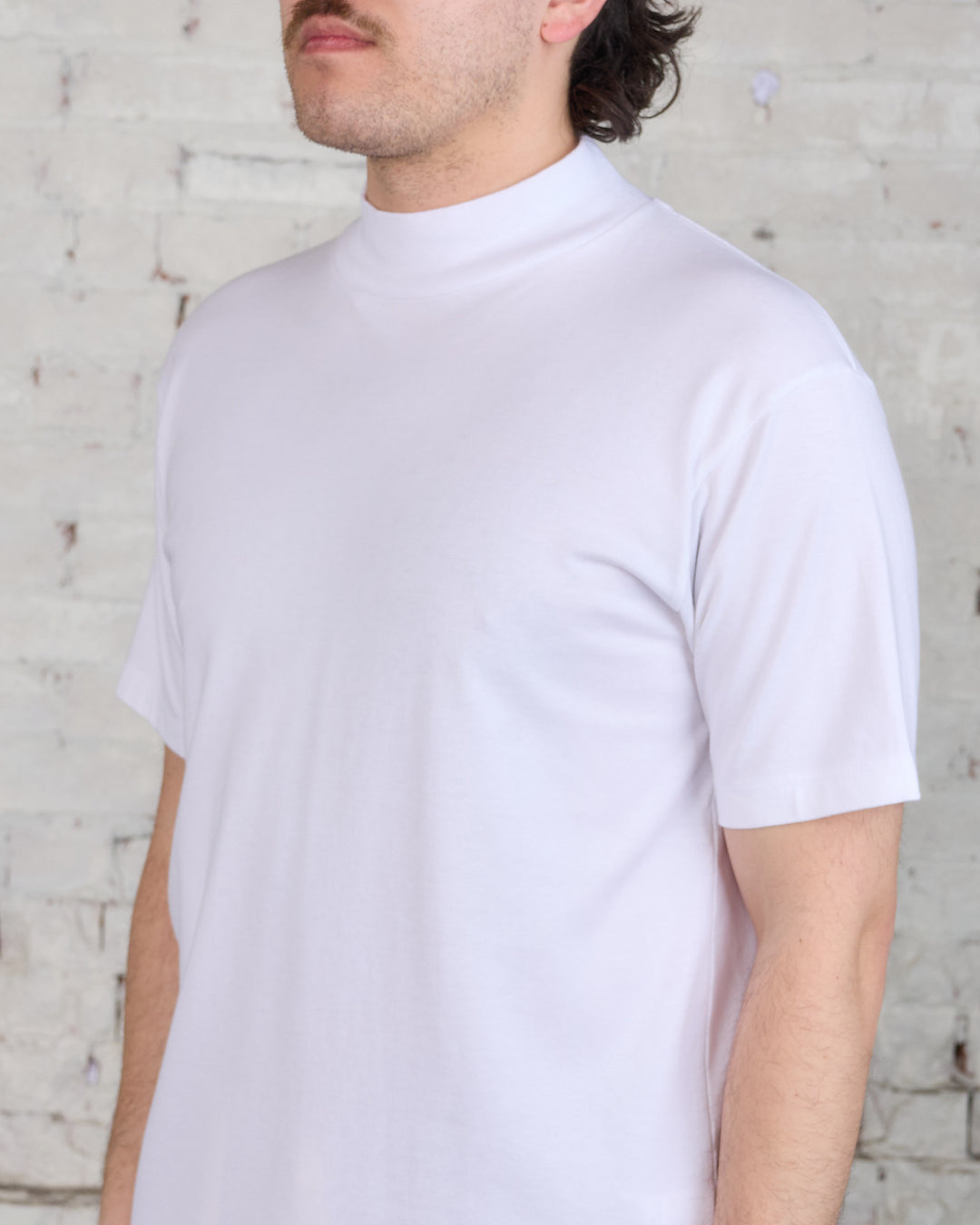 nanamica Half-Sleeve Mock Neck T-Shirt White