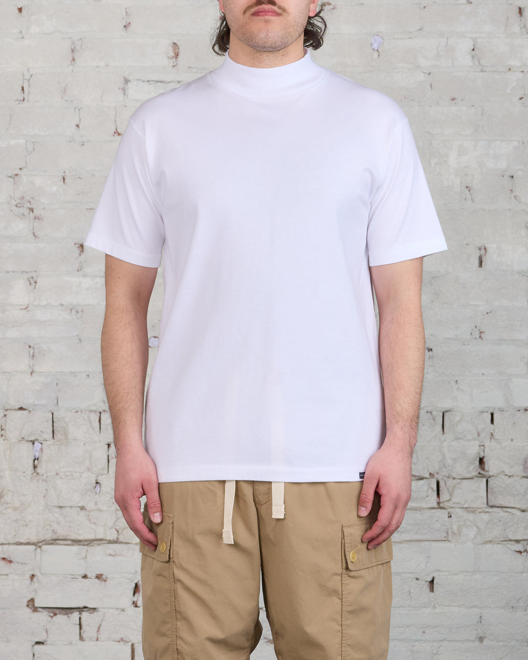 nanamica Half-Sleeve Mock Neck T-Shirt White