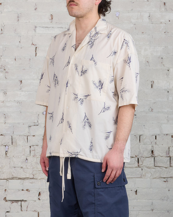 nanamica Open Collar Half Sleeve Wind Shirt Ecru Botanical